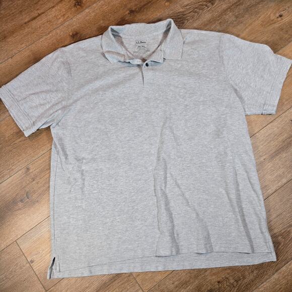 LL Bean Polo Shirt Mens XXL Tall Gray Short Sleeve Traditional Fit Casual Cotton - Picture 1 of 6